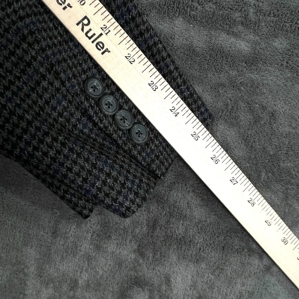 Chaps Brown Houndstooth Blazer 46R Gray Wool Tweed 2‎ Button Preppy Grandad